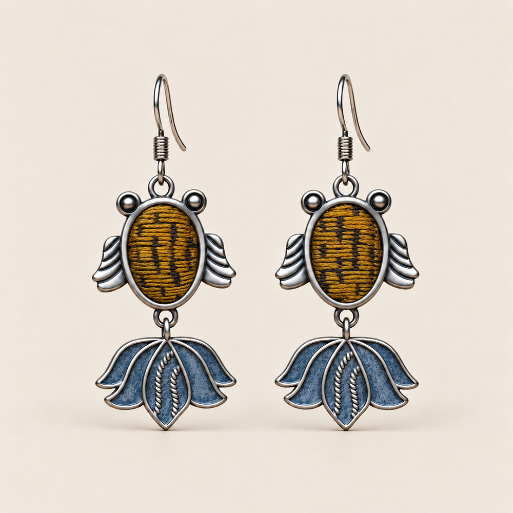 Amber Rhythm handmade fish earrings, front pair