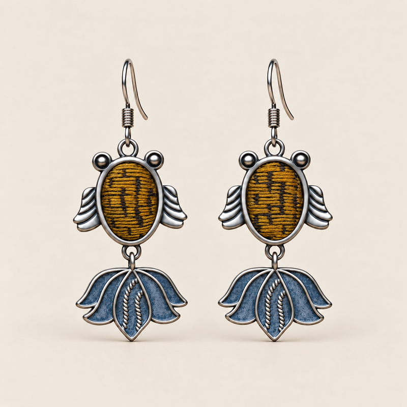 Amber Rhythm handmade fish earrings, front pair