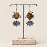 Amber Rhythm handmade fish earrings, display