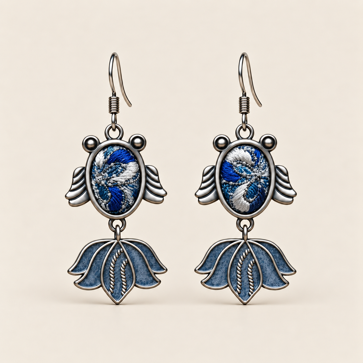 Azure Cadence handmade fish earrings, front pair