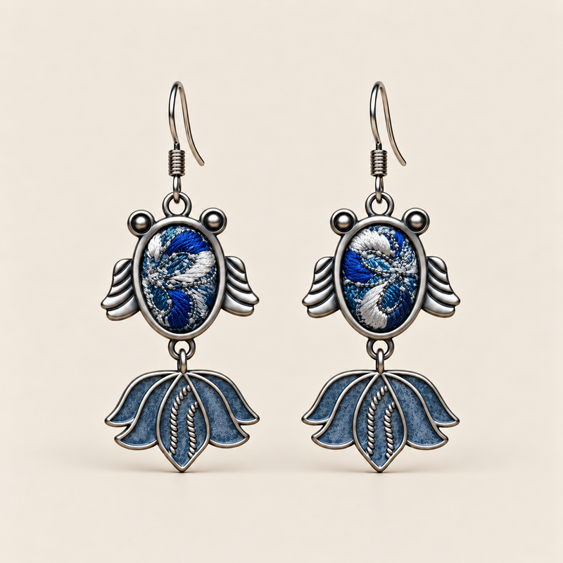 Azure Cadence handmade fish earrings, front pair