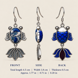 Azure Cadence handmade fish earrings, dimensions