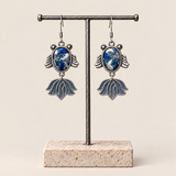 Azure Cadence handmade fish earrings, display