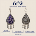 DEW story panel showing Violet Arabesque Panjin embroidery and wave-relief reverse under Quiet colour. A line of light.