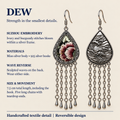 Burgundy Nocturne detail panel: Suzhou embroidery, wave reverse, 925 silver hooks, 7.5 cm total length and five long chains.