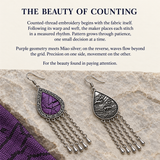The beauty of counting story panel showing Amethyst Cadence front and reverse on a pale stone surface beside purple patterned cloth.