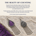 The beauty of counting story panel showing Amethyst Cadence front and reverse on a pale stone surface beside purple patterned cloth.