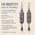HORIZON detail card: couched embroidery, sculpted reverse, Miao silver body, 925 silver hooks and 7 cm length including hook.