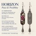HORIZON detail card: Su embroidery, sculpted reverse, Miao silver body, 925 silver hooks and 7 cm length including hook.