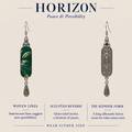 HORIZON design card showing the woven front and sculpted reverse of Emerald Reverie, with wear-either-side text.