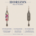 HORIZON design card showing the Blossom Serenade floral front and sculpted reverse with the message Wear Either Side.