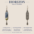 HORIZON design card showing the Blue Reverie layered-petal front and sculpted reverse with the message Wear Either Side.
