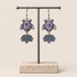 Lilac Nocturne handmade fish earrings, display