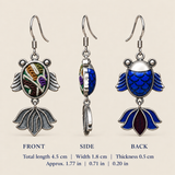 Meadow Rhapsody handmade fish earrings, dimensions