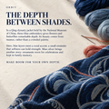 ORBIT culture story card titled The Depth Between Shades, with blue and coral-colored threads, a needle and embroidered cloth.