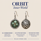 ORBIT Inner World card showing Verdant Bloom's Suzhou embroidery front and sculpted reverse, with Wear Either Side.