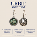 ORBIT Inner World card showing Verdant Bloom's Suzhou embroidery front and sculpted reverse, with Wear Either Side.