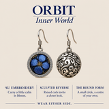 ORBIT Inner World card showing Sapphire Reverie's Suzhou embroidery front and sculpted reverse, with Wear Either Side.