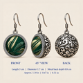 Forest Lustre front, 45-degree and reverse views: 3 cm length including hook, 1.7 cm diameter and 0.8 cm metal back depth.