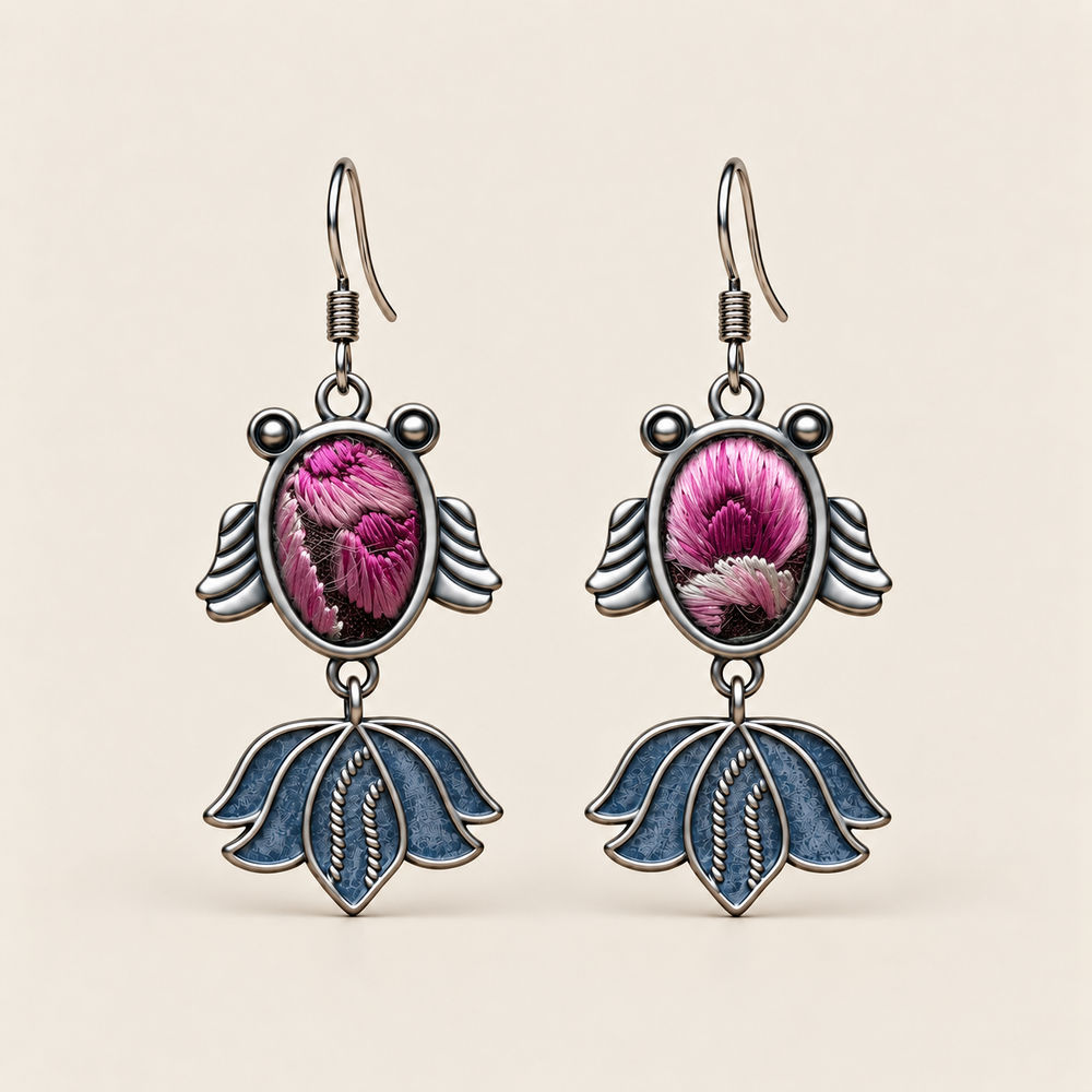 Petal Reverie handmade fish earrings, front pair