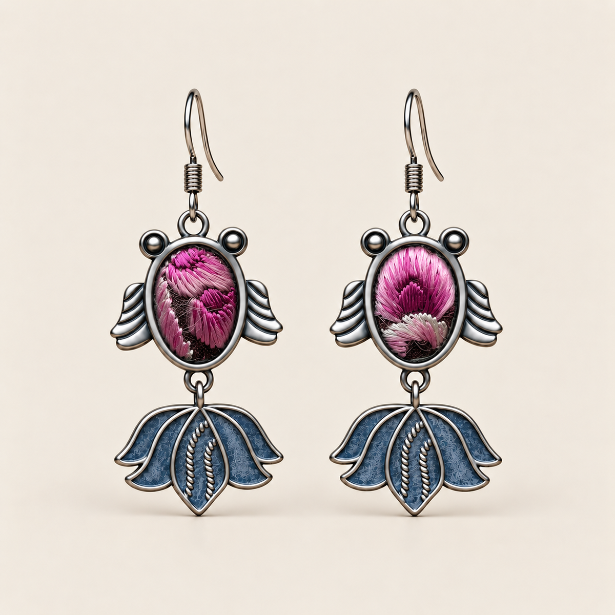Petal Reverie handmade fish earrings, front pair