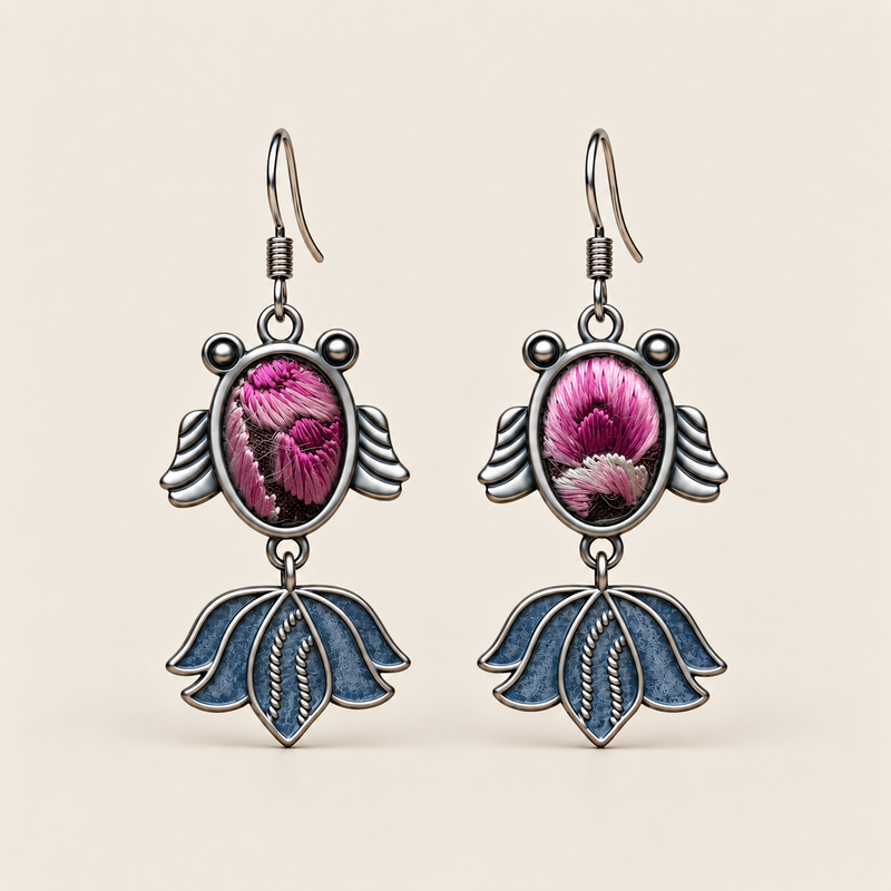 Petal Reverie handmade fish earrings, front pair