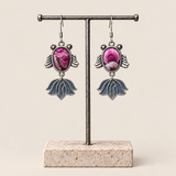 Petal Reverie handmade fish earrings, display