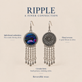 RIPPLE A Finer Connection design card showing Violet Undertow's split-thread embroidered front, floral reverse and circular reversible design.
