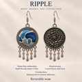 Azure Harmony design card showing Three-Blue Embroidery, floral reverse, circular form and reversible wear, under Many Shades, One Connection.