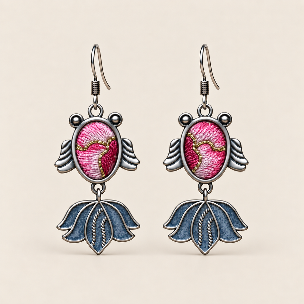 Rose Harmony handmade fish earrings, front pair