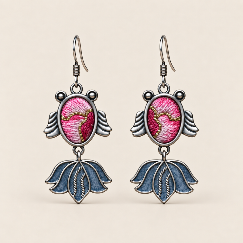 Rose Harmony handmade fish earrings, front pair