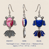 Rose Harmony handmade fish earrings, dimensions