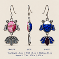 Rose Harmony handmade fish earrings, dimensions