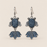 SAYRUE CURRENT reversible fish earrings, batik front view
